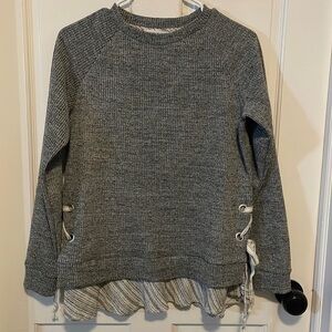 THML grey sweater‎ top tie sides size medium